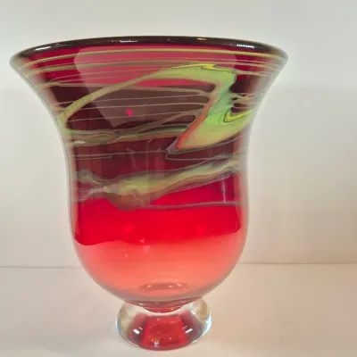 LOT 110: Adam Jablonski Signed Art Glass Vase 12"