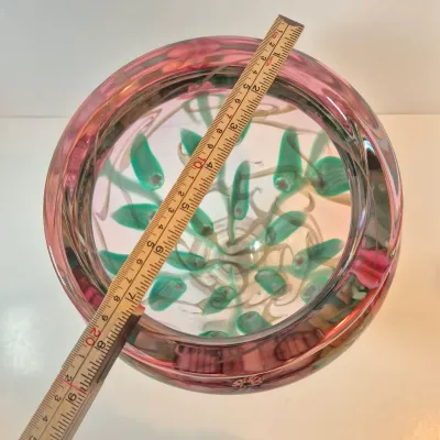 LOT 41: Vandermark Studios Floral Art Glass Vase by Doug Merritt & Stephen Smarr-HEAVY