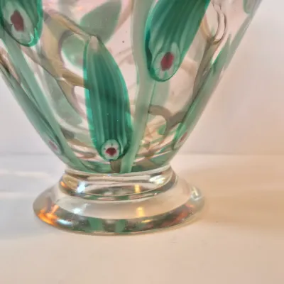 LOT 41: Vandermark Studios Floral Art Glass Vase by Doug Merritt & Stephen Smarr-HEAVY