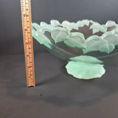 LOT 119: Stephen Schlanser Signed Frosted Glass Bowl & Vanity Tray