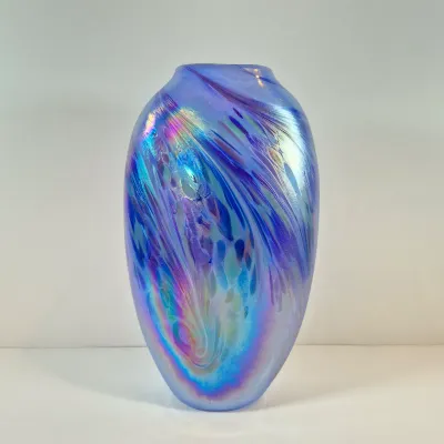LOT 38: Rosetree New Orleans Iridescent Art Glass Vase Signed