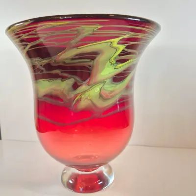 LOT 110: Adam Jablonski Signed Art Glass Vase 12"