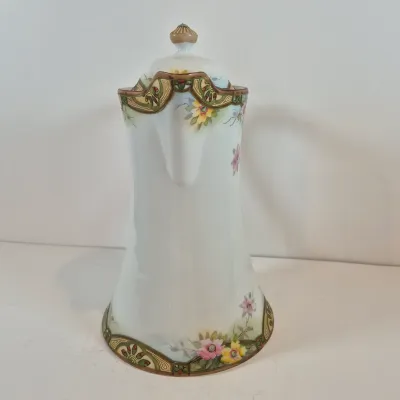 LOT 48: Vintage Porcelain Chocolate Pots & 3-Tier Stand with Hand Painted Platters by Noritake & Limoges France