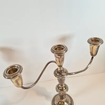 LOT 50: Pair of Weighted Sterling Convertible Candelabras