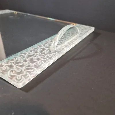 LOT 119: Stephen Schlanser Signed Frosted Glass Bowl & Vanity Tray