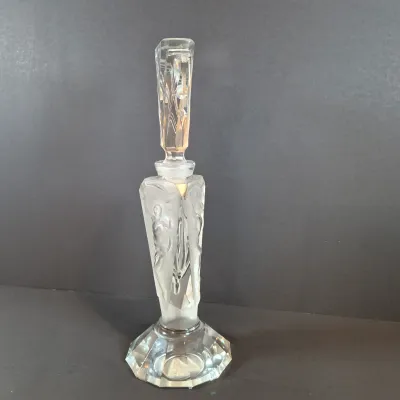 LOT 117: Vintage 11" Glass 3-Panel Dancing Nudes Art Deco Style Perfume Bottle Signed J. Pesničák