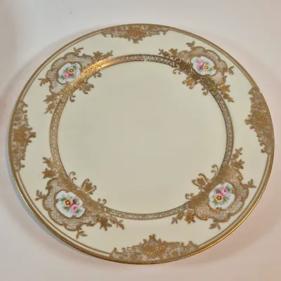 LOT 48: Vintage Porcelain Chocolate Pots & 3-Tier Stand with Hand Painted Platters by Noritake & Limoges France