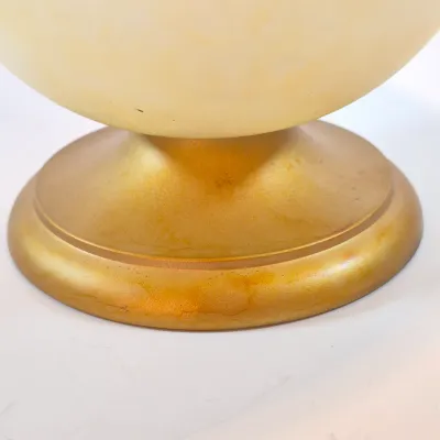 LOT 112: Vintage Hand Blown Gipar-Italy Pedestal Candle Holders with Matching Console Bowl-Signed