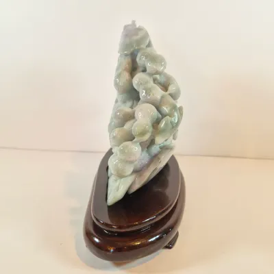 LOT 44: Vintage Lavendar & Pale Green Jadeite Jade Carved Dragon Statue with COA