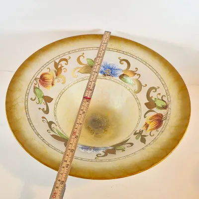 LOT 112: Vintage Hand Blown Gipar-Italy Pedestal Candle Holders with Matching Console Bowl-Signed