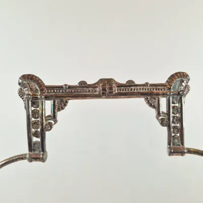 LOT 39: Antique Bride's Basket with Uranium Glass Bowl on Silverplate Stand