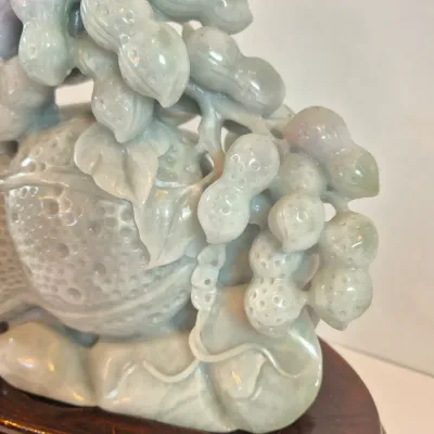 LOT 44: Vintage Lavendar & Pale Green Jadeite Jade Carved Dragon Statue with COA
