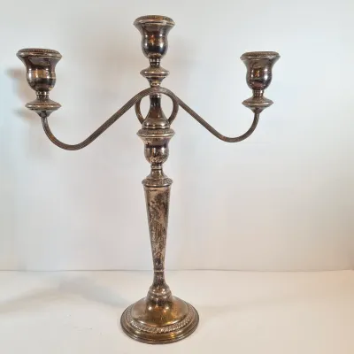 LOT 53: Pair of Weighted Sterling Convertible Candelabras