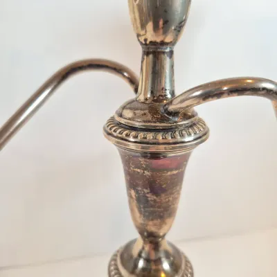 LOT 50: Pair of Weighted Sterling Convertible Candelabras