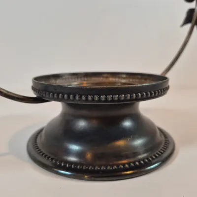 LOT 32: Antique Bride's Basket with Diamond Patterned Glass Bowl in Pairpoint Silverplate Pedestal