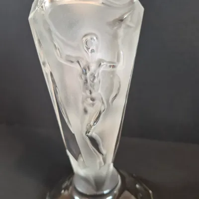 LOT 117: Vintage 11" Glass 3-Panel Dancing Nudes Art Deco Style Perfume Bottle Signed J. Pesničák