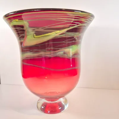 LOT 110: Adam Jablonski Signed Art Glass Vase 12"