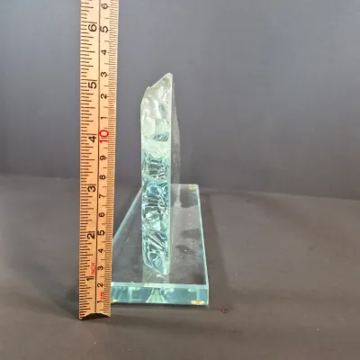 LOT 121: Art Glass Menorah by Stephen Schlanser, Fused-Art Glass Seder Plates & Etched Glass Dreidel