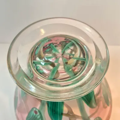 LOT 41: Vandermark Studios Floral Art Glass Vase by Doug Merritt & Stephen Smarr-HEAVY