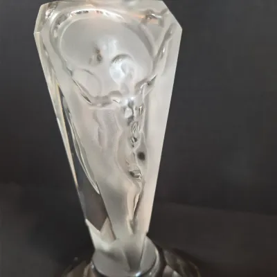 LOT 117: Vintage 11" Glass 3-Panel Dancing Nudes Art Deco Style Perfume Bottle Signed J. Pesničák