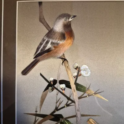 LOT 46: Vintage Chinese Silk Embroidery Bird Art