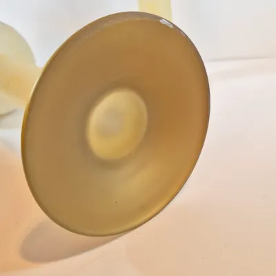 LOT 112: Vintage Hand Blown Gipar-Italy Pedestal Candle Holders with Matching Console Bowl-Signed