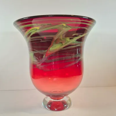 LOT 110: Adam Jablonski Signed Art Glass Vase 12"