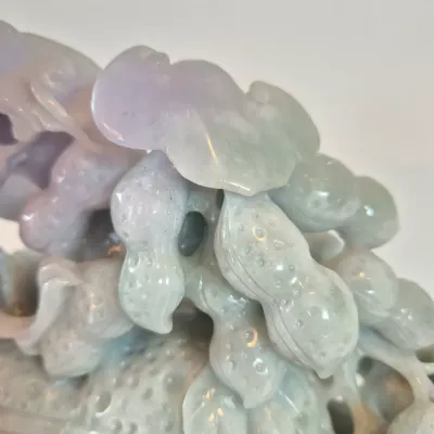 LOT 44: Vintage Lavendar & Pale Green Jadeite Jade Carved Dragon Statue with COA