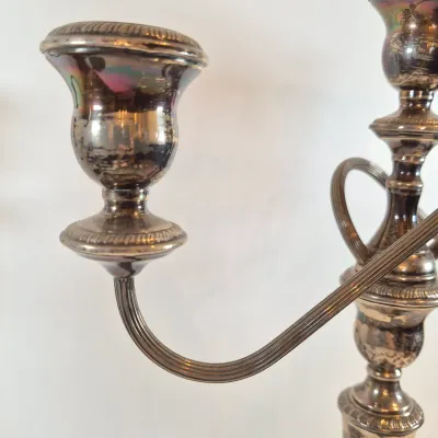LOT 53: Pair of Weighted Sterling Convertible Candelabras
