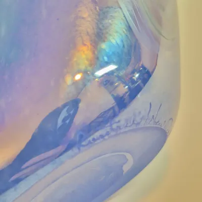 LOT 38: Rosetree New Orleans Iridescent Art Glass Vase Signed