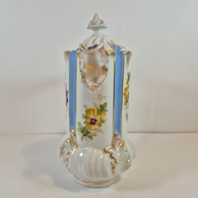 LOT 48: Vintage Porcelain Chocolate Pots & 3-Tier Stand with Hand Painted Platters by Noritake & Limoges France