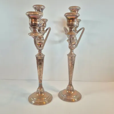 LOT 53: Pair of Weighted Sterling Convertible Candelabras