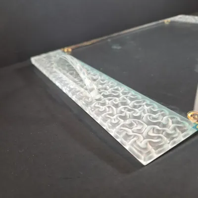 LOT 119: Stephen Schlanser Signed Frosted Glass Bowl & Vanity Tray