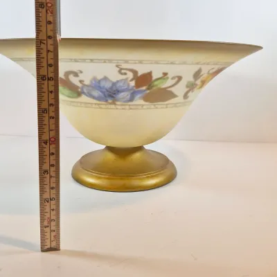 LOT 112: Vintage Hand Blown Gipar-Italy Pedestal Candle Holders with Matching Console Bowl-Signed