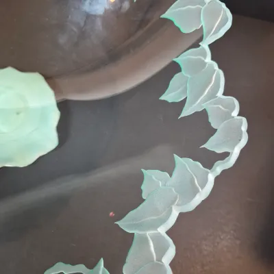 LOT 119: Stephen Schlanser Signed Frosted Glass Bowl & Vanity Tray