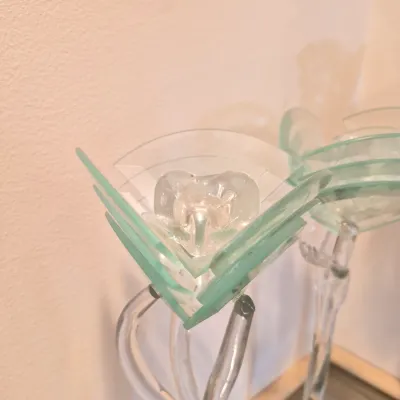 LOT 45: Set of 4 Vintage Postmodern/Art Deco Style Glass Candlestick Holders