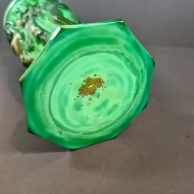LOT 120: Bohemian Malachite Glass Figural Nudes Vase