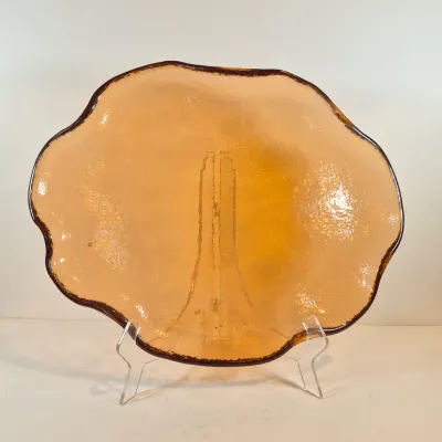 LOT 113: Large Fire & Light Style Lily Pad Glass Platter