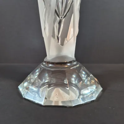 LOT 117: Vintage 11" Glass 3-Panel Dancing Nudes Art Deco Style Perfume Bottle Signed J. Pesničák