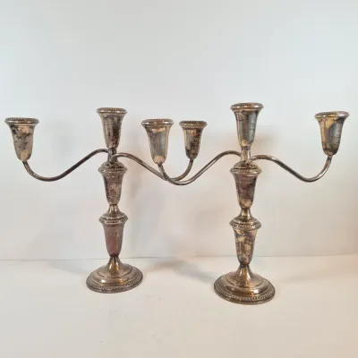 LOT 50: Pair of Weighted Sterling Convertible Candelabras