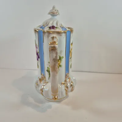 LOT 48: Vintage Porcelain Chocolate Pots & 3-Tier Stand with Hand Painted Platters by Noritake & Limoges France