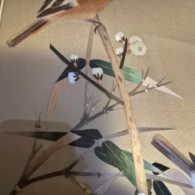 LOT 46: Vintage Chinese Silk Embroidery Bird Art