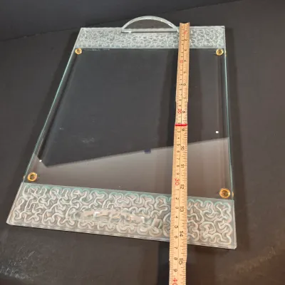 LOT 119: Stephen Schlanser Signed Frosted Glass Bowl & Vanity Tray