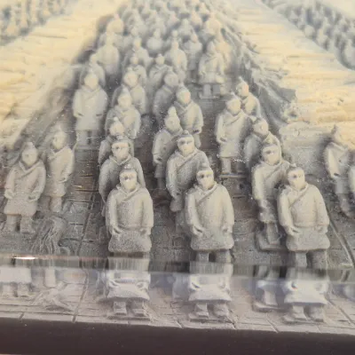 LOT 47: Vintage 3D Chinese Terracotta Army Plaque with Collection of Asian Porcelain Decorative Items