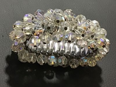 Vintage Aurora Borealis Crystal Bead Expansion Stretch Bracelet