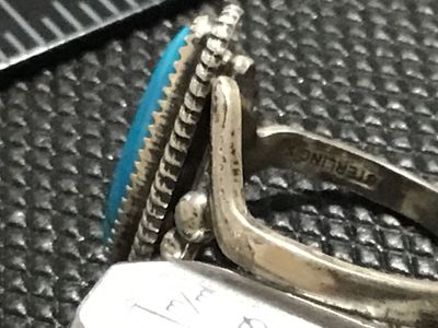 Vintage Sterling Silver Turquoise Ring Size 9.5. Hallmarked
