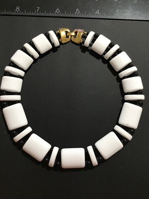 Vintage Monet Black and White Bead Collar Necklace