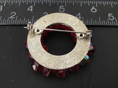 Vintage Red Aurora Borealis Crystal Wreath Brooch