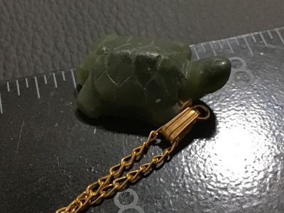 Carved Green Jadeite Jade Turtle Pendant Necklace