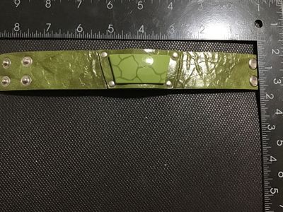 Green Faux Leather Cuff Bracelet with Crackle Pattern Accent